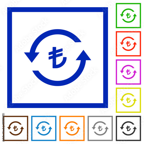 Turkish Lira pay back flat framed icons