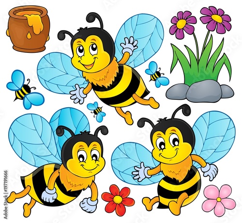 Happy spring bees theme set 1