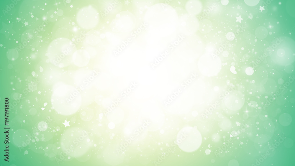 Fototapeta premium Soft Green glitter sparkles rays lights bokeh Festive Elegant abstract background.
