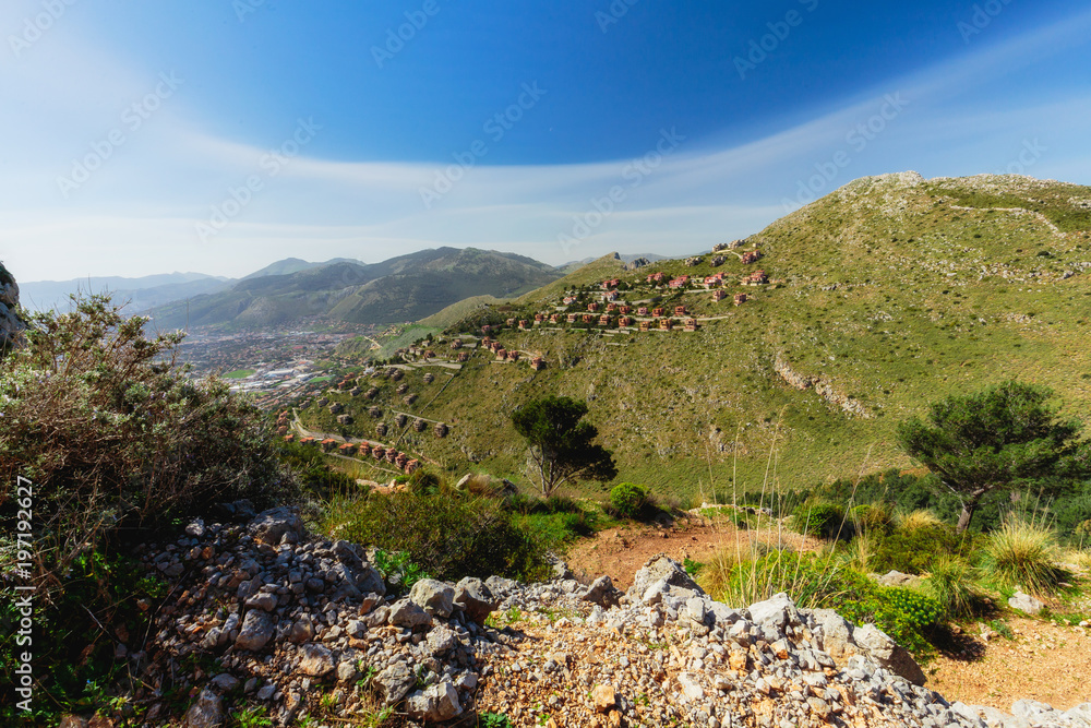 Sicilian Spring Hills Landscape at the Sea Sicilian Spring Hills Landscape at the Sea