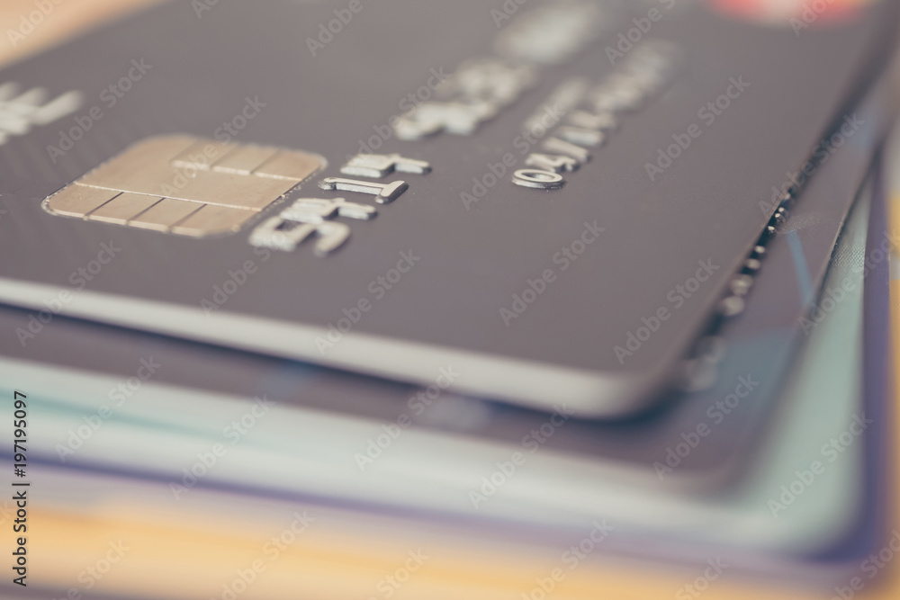 Close up shot credit card selective focus for background Close up shot credit card selective focus for background