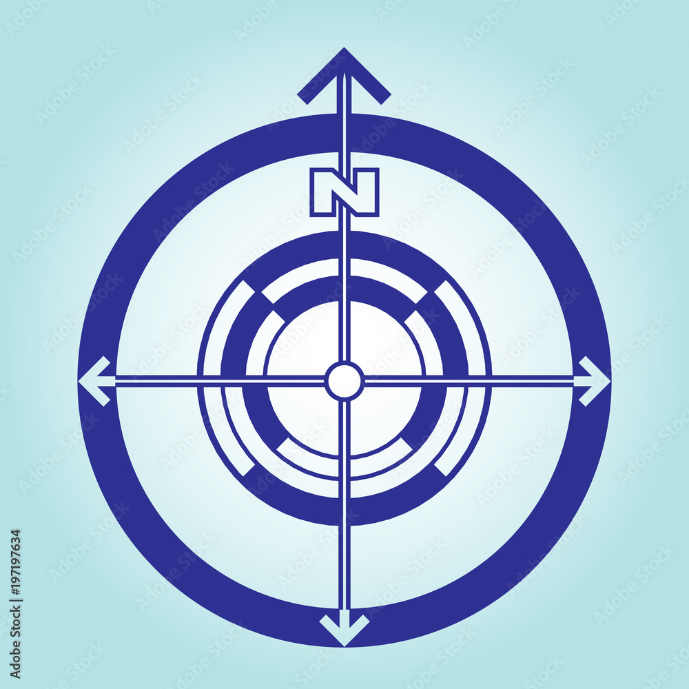 North direction sign on a light blue background. Orientation on the sides of the world. Vector flat design. North direction sign on a light blue background. Orientation on the sides of the world. Vector flat design.