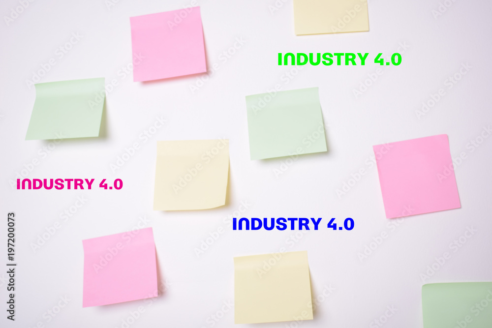 Stickers on the wall with the inscriptions:INDUSTRY 4.0 Stickers on the wall with the inscriptions:INDUSTRY 4.0