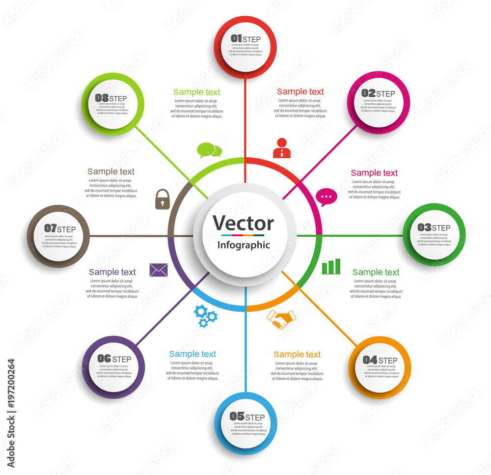 Infographic Design Template With Circles Business Concept With 8 Options For Content Diagram Flowchart Steps Parts Timeline Infographics Workflow Layout Chart Illustration Vector Eps 10 Stock Vector Adobe Stock Infographic Design Template With Circles Business Concept With 8 Options For Content Diagram Flowchart Steps Parts Timeline Infographics Workflow Layout Chart Illustration Vector Eps 10 Stock Vector Adobe Stock