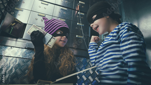Vászonkép children's Bank robbery
