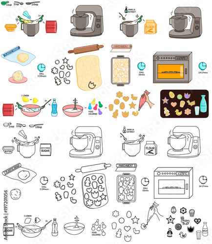 Recipe Easter cookies DIY instruction vector diy instruction manual including sketch
