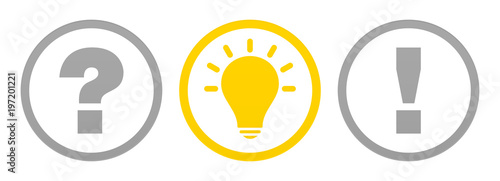 3 Buttons Question, Idea & Answer Grey/Yellow Outline