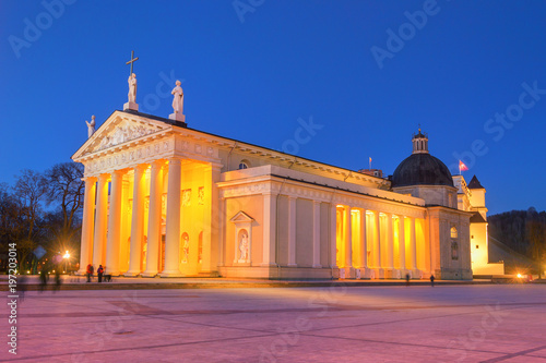 Vilnius - Lithuania. View of the Vilnius Cathedral at Dusk.