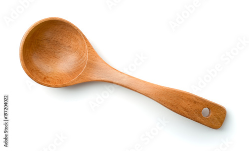 Top view of empty wooden spoon