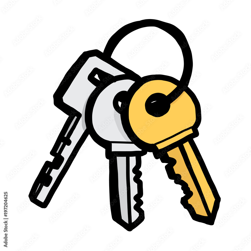 keys / cartoon vector and illustration, hand drawn style, isolated on