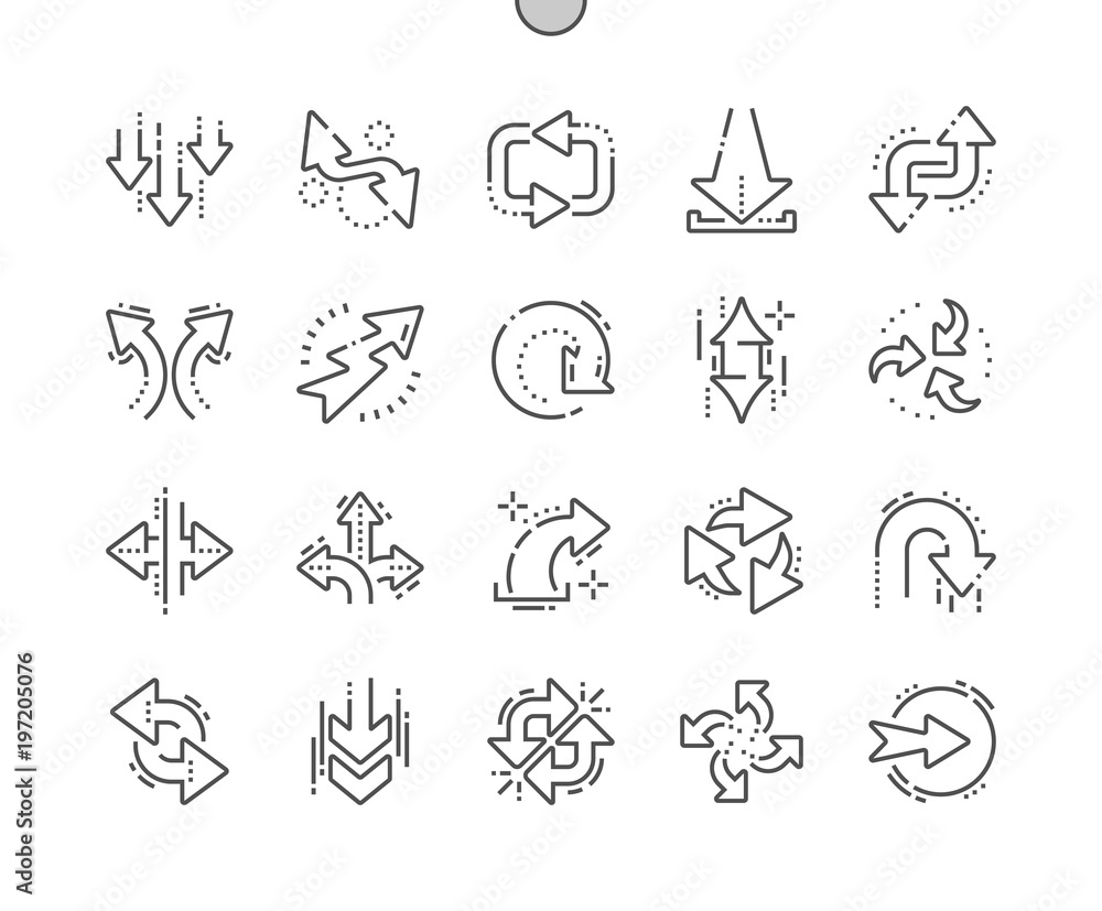 Arrows Well-crafted Pixel Perfect Vector Thin Line Icons 30 2x Grid for Web Graphics and Apps. Simple Minimal Pictogram
