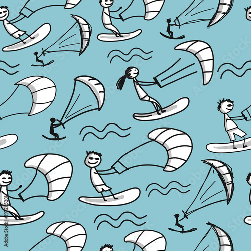 Kiteboarding, seamless pattern for your design