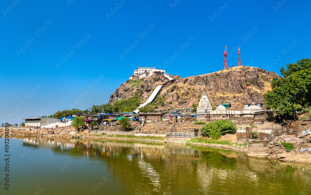 Dudhiyu Talav Lake and Kalika Mata Temple at the summit of Pavagadh Hill - Gujarat, India