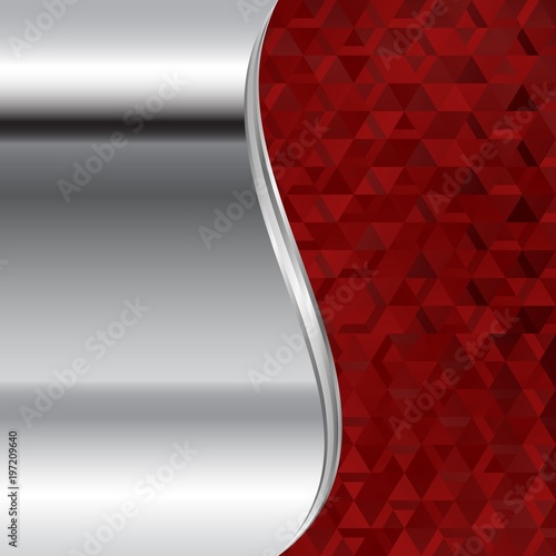 metallic background and red mosaic divided into two
