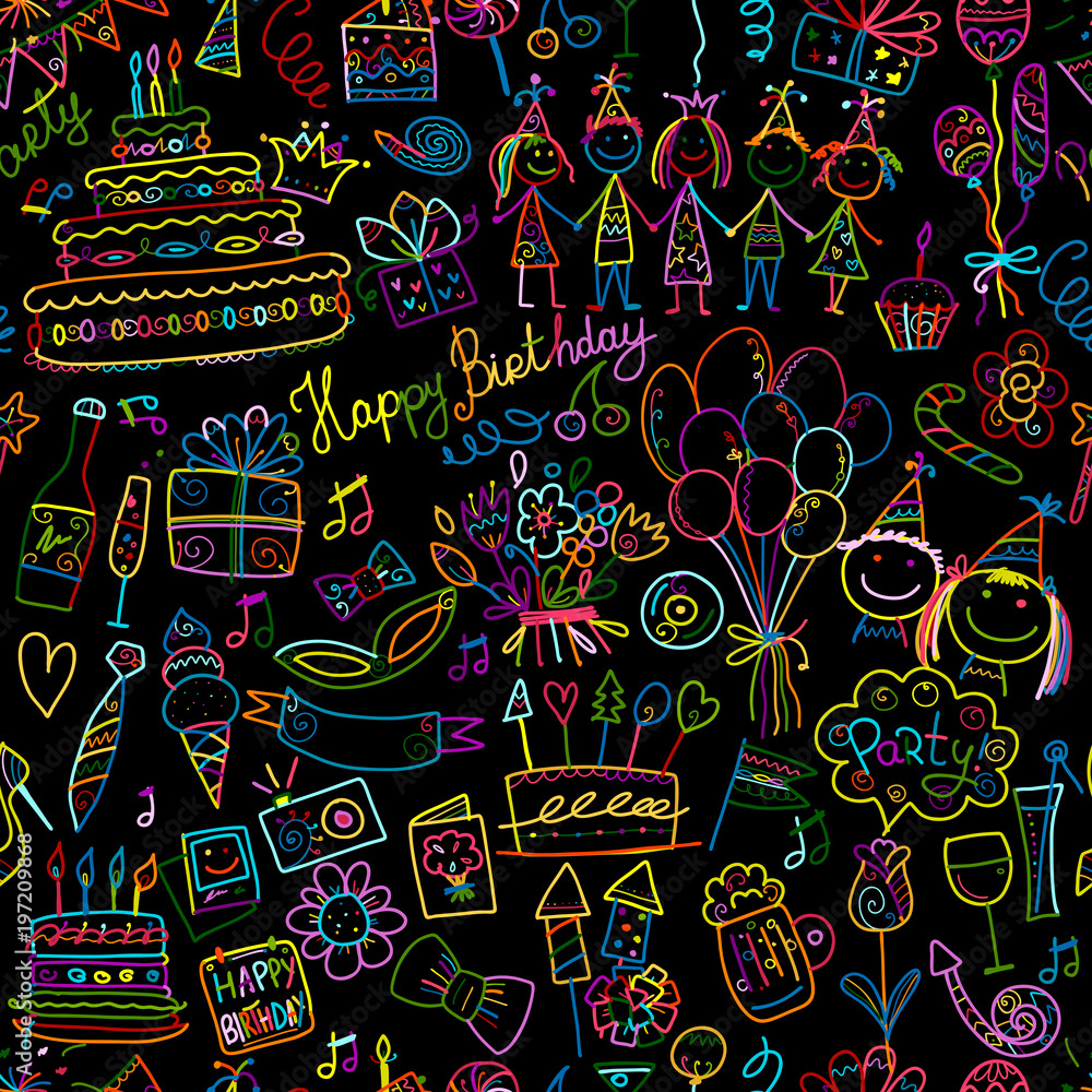 Birthday party, seamless pattern for your design Birthday party, seamless pattern for your design