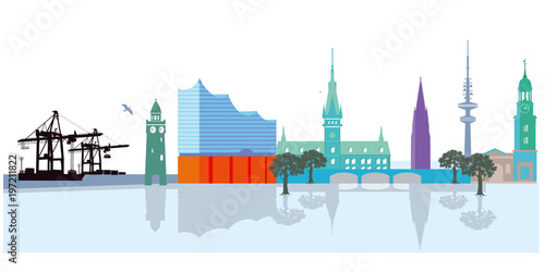 Hamburg Stadtansicht mit Hafen
