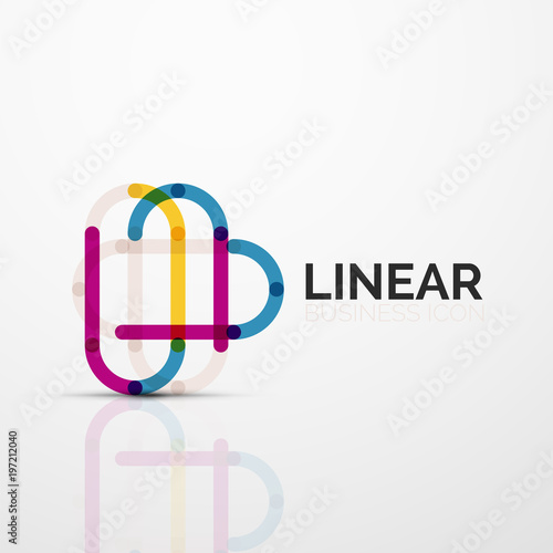 Abstract flower or star minimalistic linear icon, thin line geometric flat symbol for business icon design, abstract button or emblem