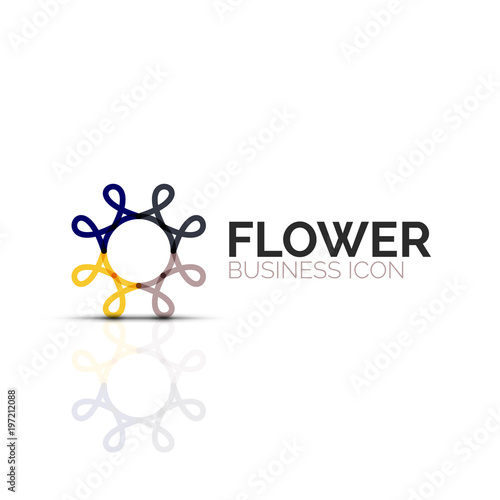Abstract flower or star minimalistic linear icon, thin line geometric flat symbol for business icon design, abstract button or emblem