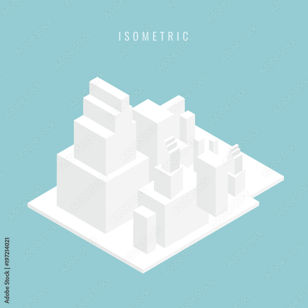 Naklejka premium izometryczny Zestaw budowy białego miasta. Ilustracji wektorowych