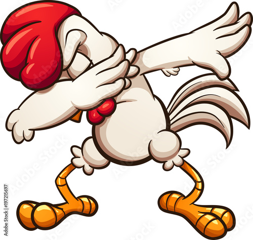 Vászonkép Dabbing cartoon chicken