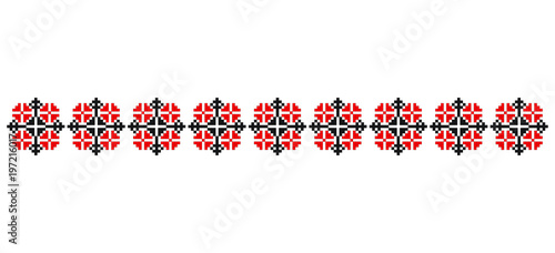 Traditional Romanian folk art knitted embroidery pattern