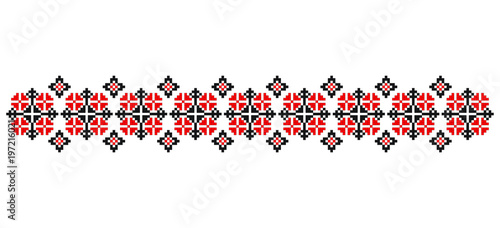 Traditional Romanian folk art knitted embroidery pattern