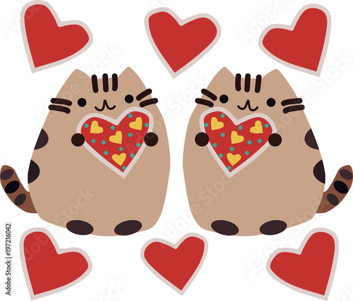 Cute ginger Cat: eating food, meal, chew, hungry emotion, holding cookie.