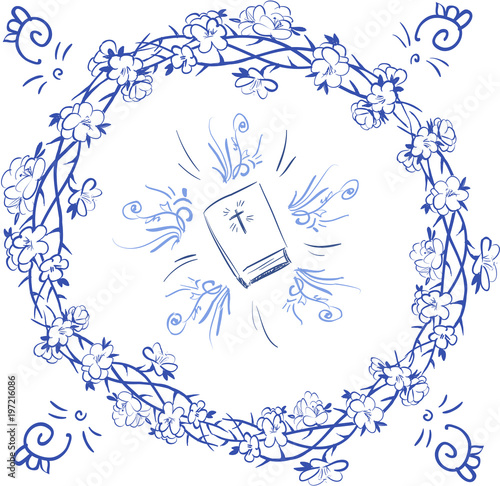 Vector icon bible decor wreath of thorns frame