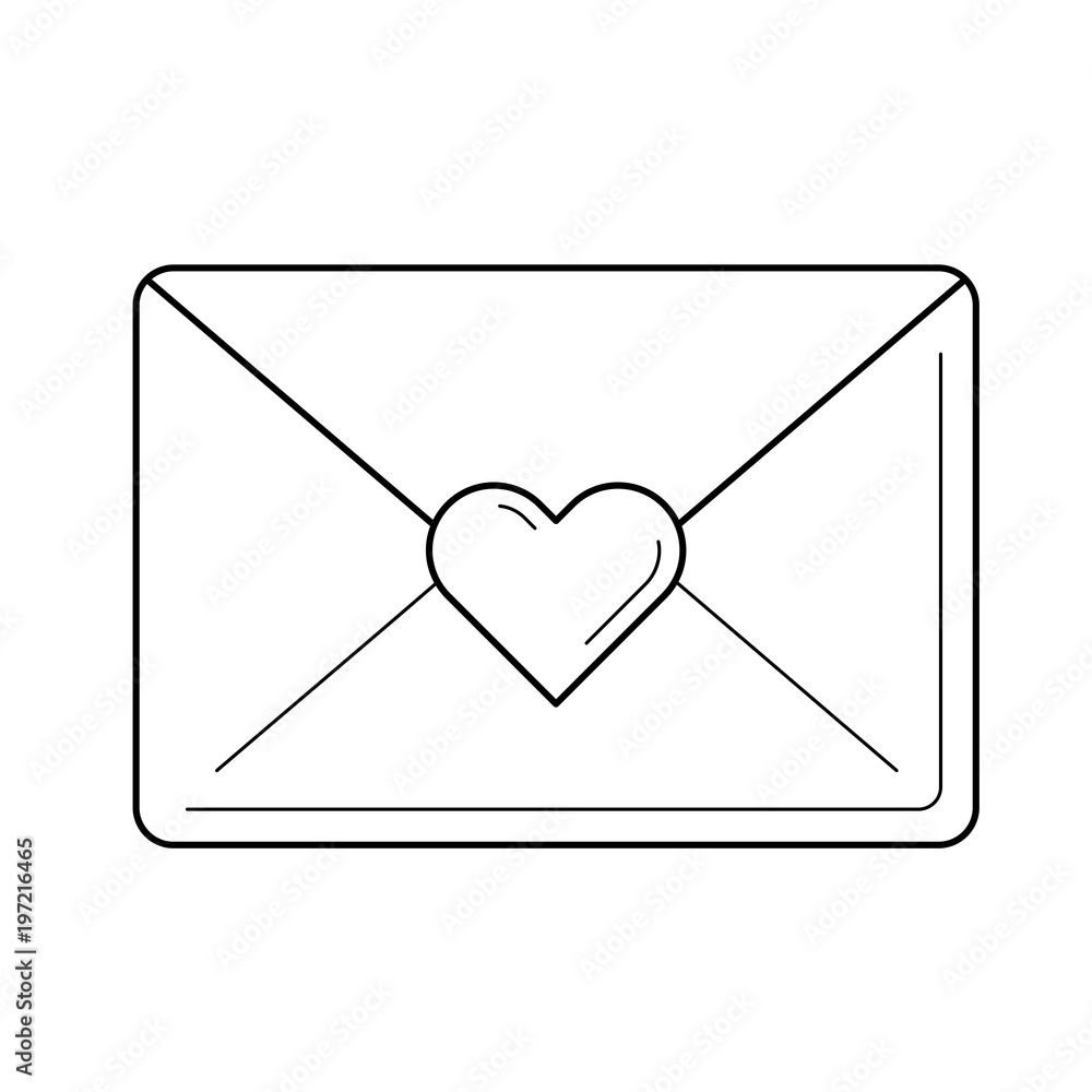 Love letter vector line icon isolated on white background Love letter vector line icon isolated on white background