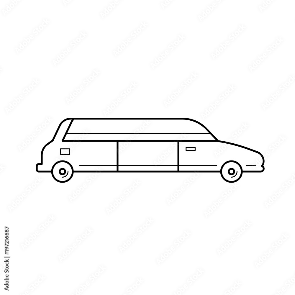 Limousine vector line icon isolated on white background. Wedding car - limousine line icon for infographic, website or app.