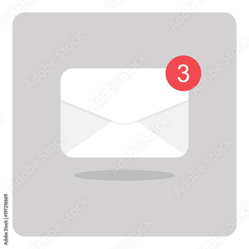 Vector design of flat icon, Mail or E-mail on isolated background.