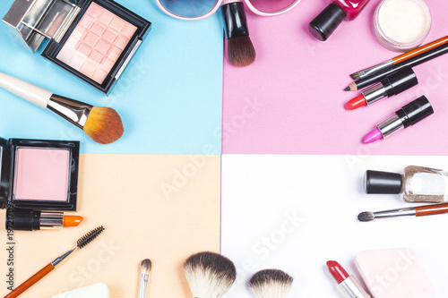 Color background lady cosmetics,