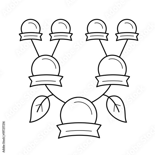 Family genealogical tree line icon isolated on white background. Vector line icon of family genealogical tree for infographic, website or app.