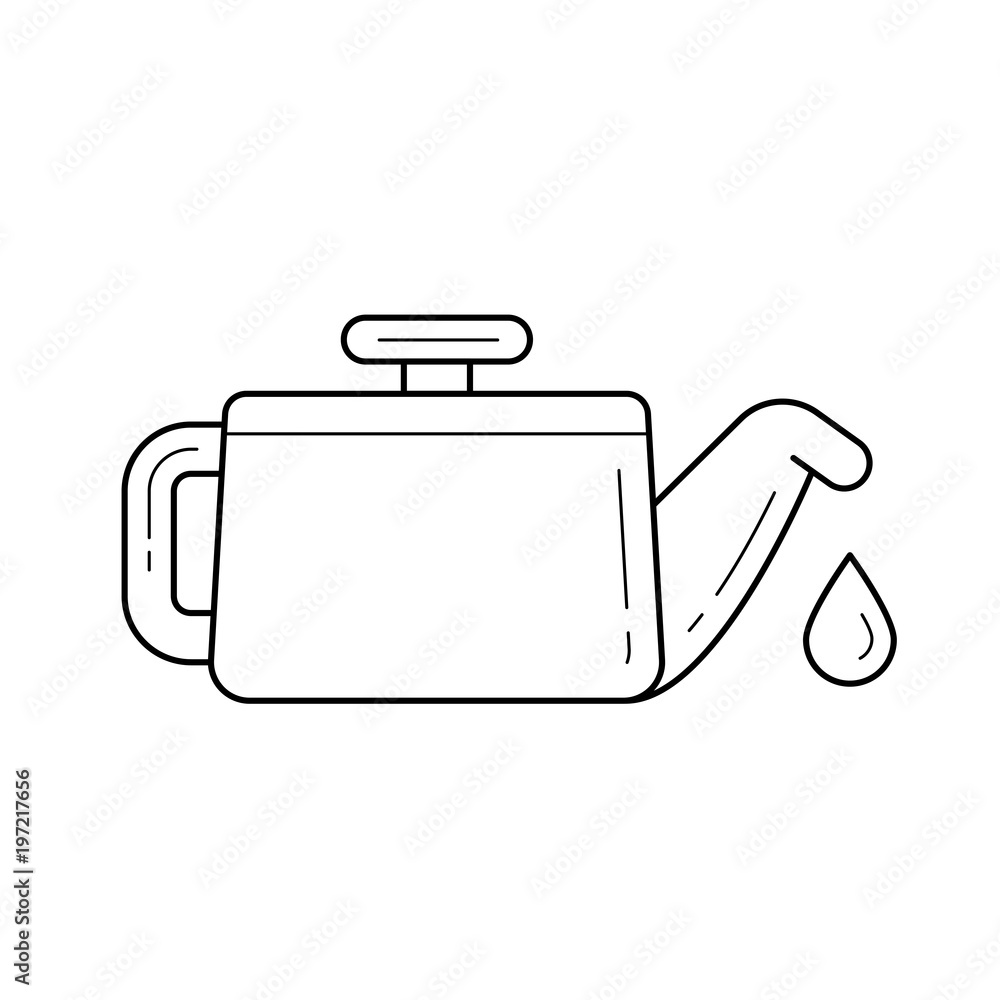 Oiler vector line icon isolated on white background. Vector line icon of oiler with drop for infographic, website or app. Oiler vector line icon isolated on white background. Vector line icon of oiler with drop for infographic, website or app.