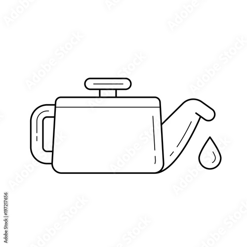 Oiler vector line icon isolated on white background. Vector line icon of oiler with drop for infographic, website or app.