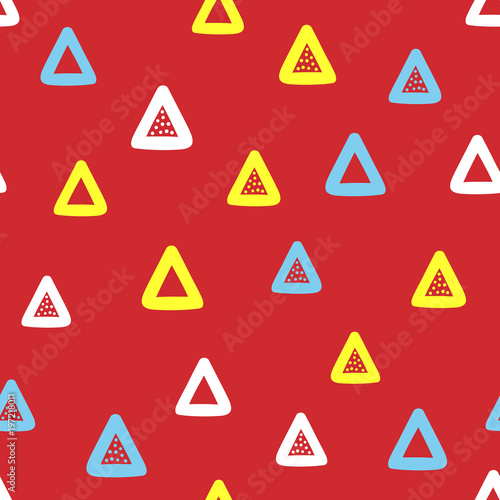 Free Download Geometric seamless pattern drawn by hand. Bright endless print with repeating triangles. Simple sketch, doodle. - GFXLoad