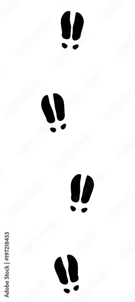 Obraz premium Moose, elk or red deer tracks - isolated black icon vector illustration on white background.