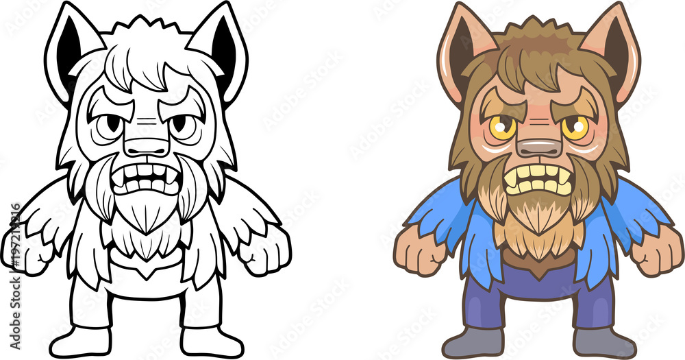 cute cartoon werewolf, funny illustration cute cartoon werewolf, funny illustration