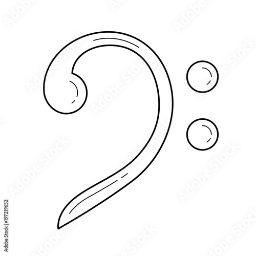 Bass clef vector line icon isolated on white background