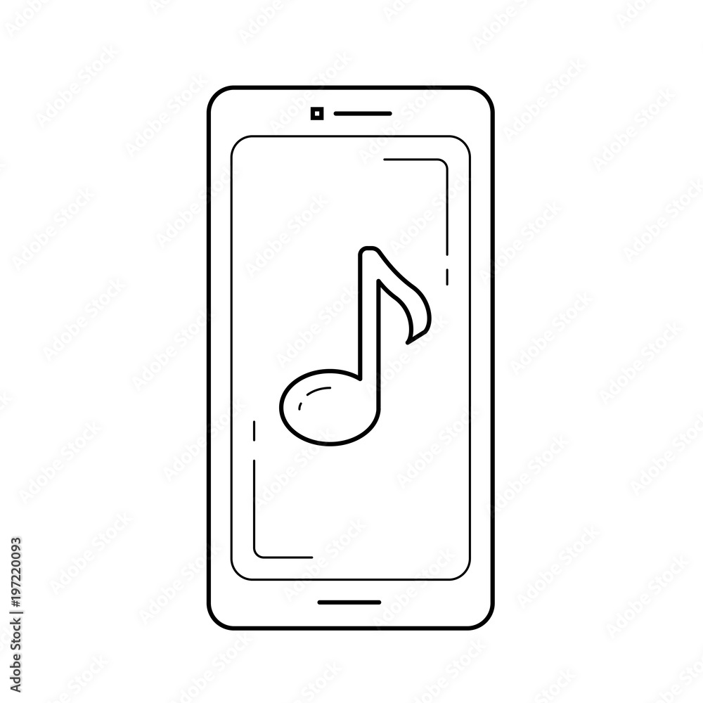 Mobile media player vector line icon isolated on white background. Mobile media player line icon for infographic, website or app. Icon designed on a grid system. Mobile media player vector line icon isolated on white background. Mobile media player line icon for infographic, website or app. Icon designed on a grid system.