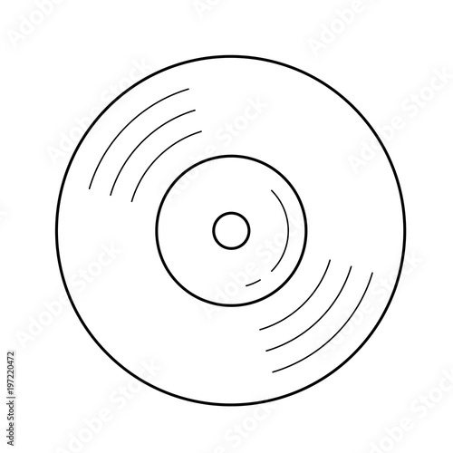 Vinyl disk vector line icon isolated on white background. Vinyl disk line icon for infographic, website or app. Icon designed on a grid system.