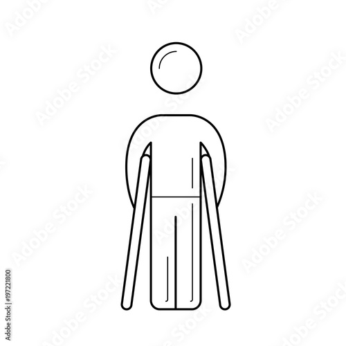 Walking crutches vector line icon isolated on white background