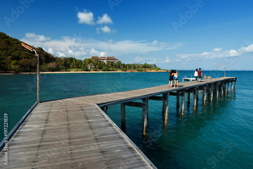 Wooden pier bridge with seascape  Rayong