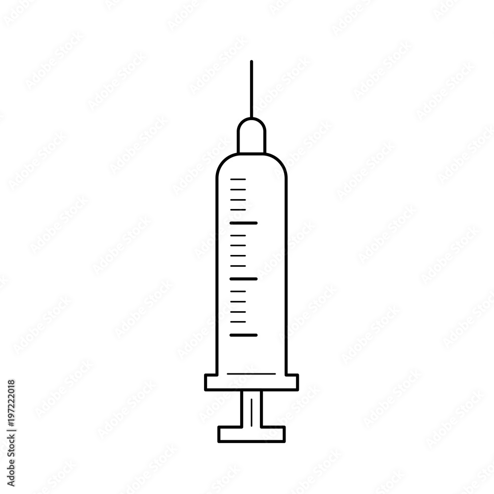 Syringe vector line icon isolated on white background. Syringe line icon for infographic, website or app. Icon designed on a grid system. Syringe vector line icon isolated on white background. Syringe line icon for infographic, website or app. Icon designed on a grid system.