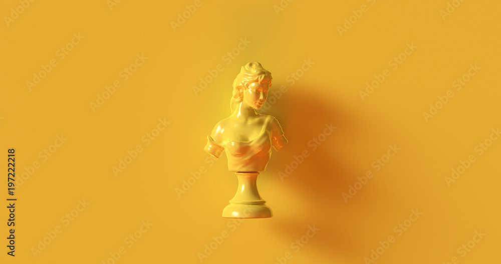 Fotografie Yellow Bust Sculpture 3d illustration