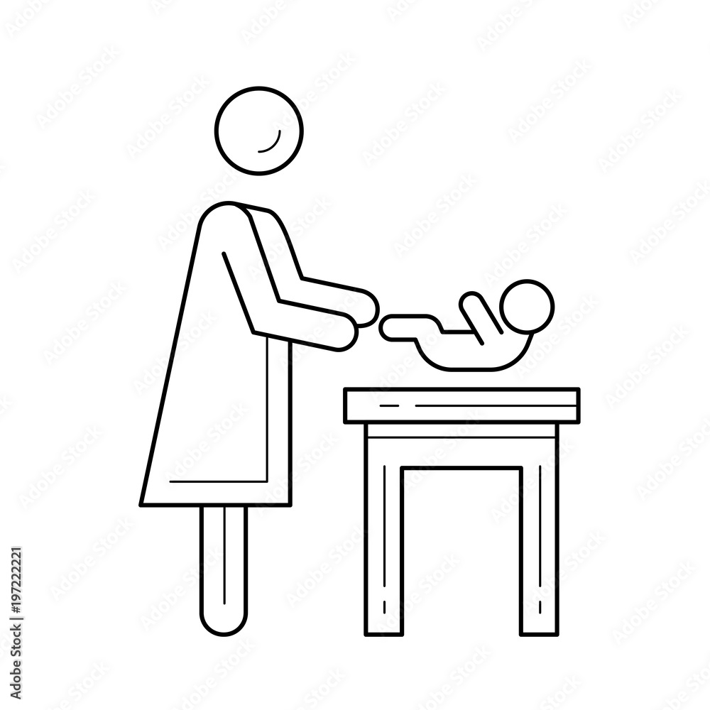 Fotografie Swaddling vector line icon isolated on white background