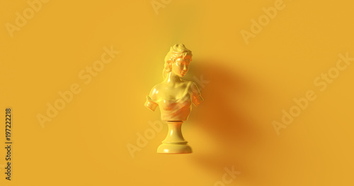 Yellow Bust Sculpture 3d illustration photo