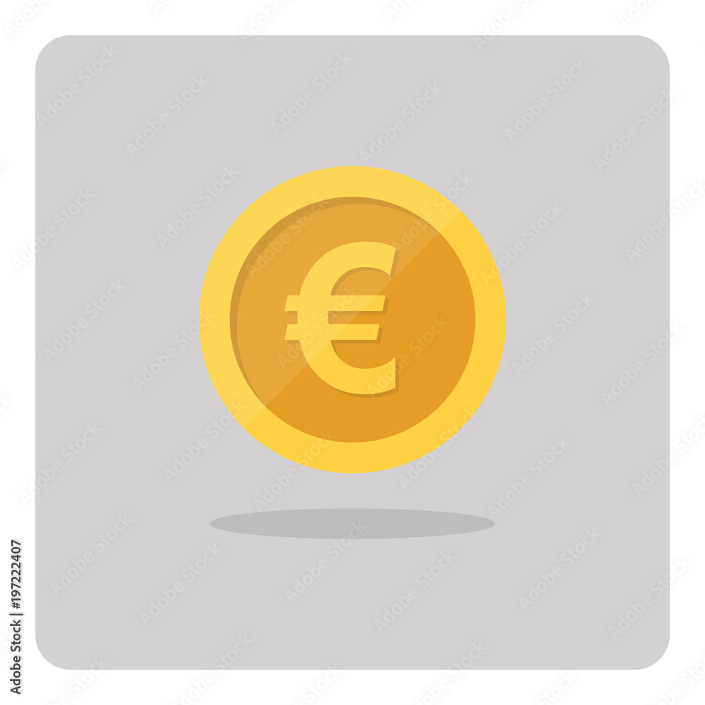 Vector design of flat icon, Gold euro coin on isolated background. Vector design of flat icon, Gold euro coin on isolated background.