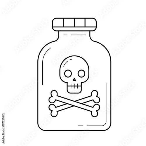 Hazardous poison vector line icon isolated on white background