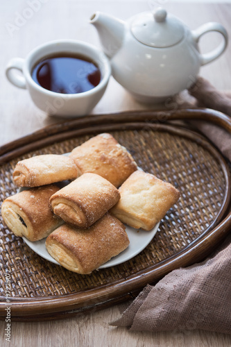 Tea with cookies on wooden ...